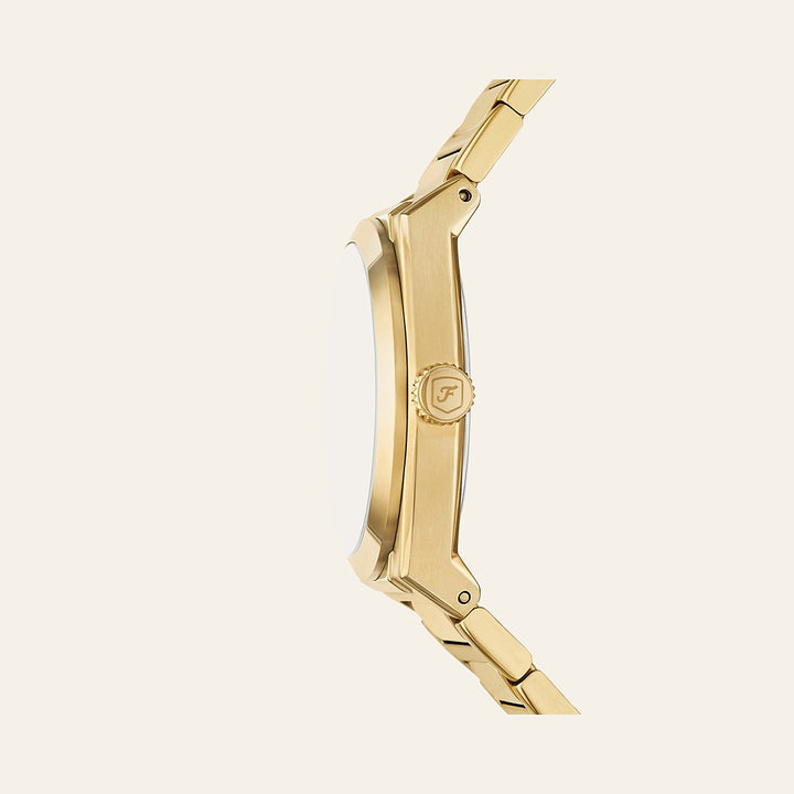 Fossil Everett Three-Hand Date Gold-Tone
