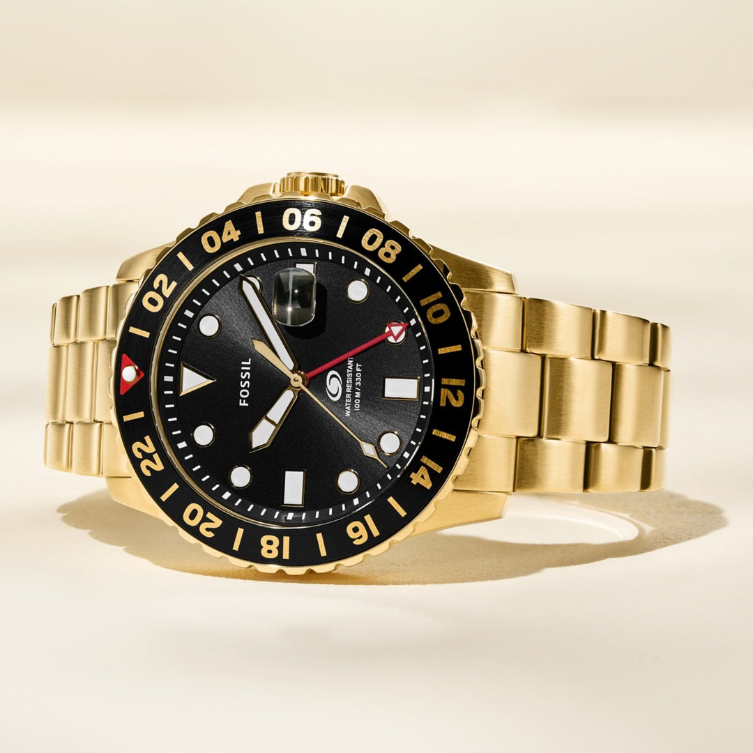 Fossil Blue GMT Gold-Tone — pamja 6 | Shkreli Watches