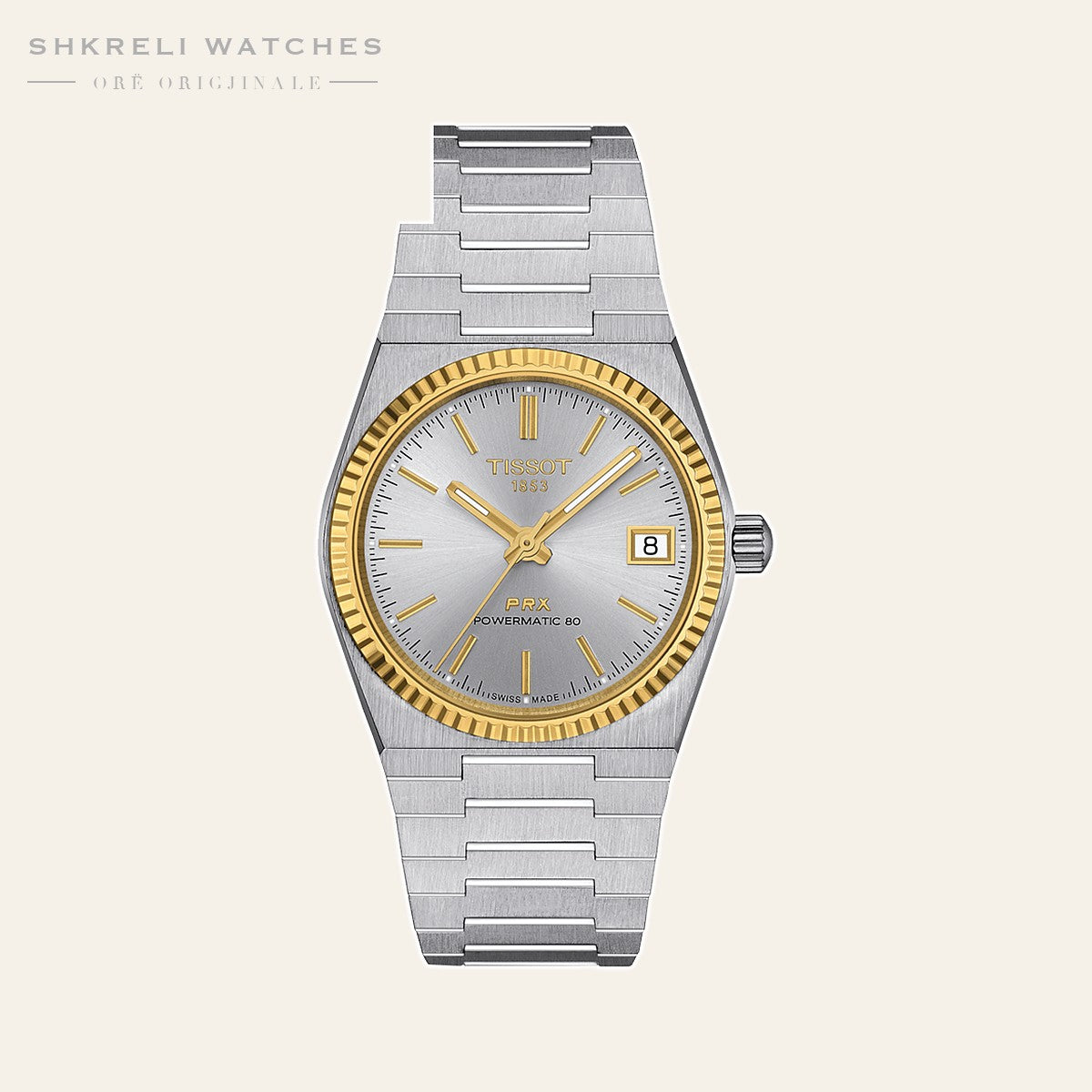 Tissot PRX Gold Bezel 35mm — pamja 4 | Shkreli Watches