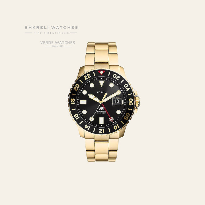Fossil Blue GMT Gold-Tone