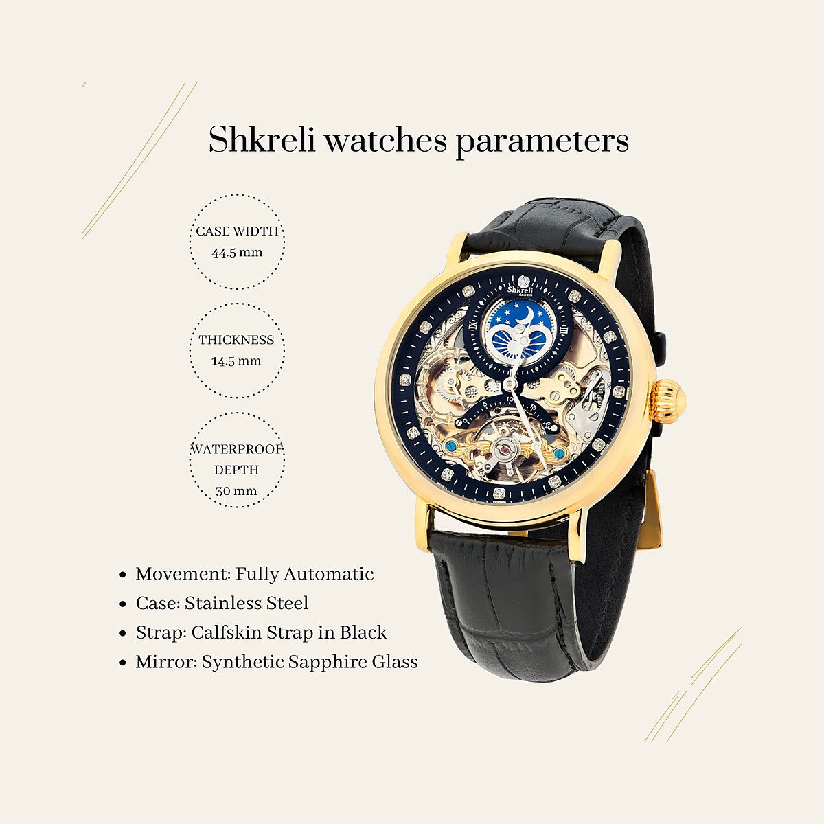 Shkreli Gold-Black — pamja 3 | Shkreli Watches