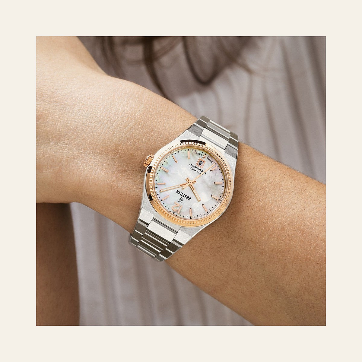 Festina Swiss Made Rivé Quartz (35mm) Mother of Pearl Dial — pamja 5 | Shkreli Watches