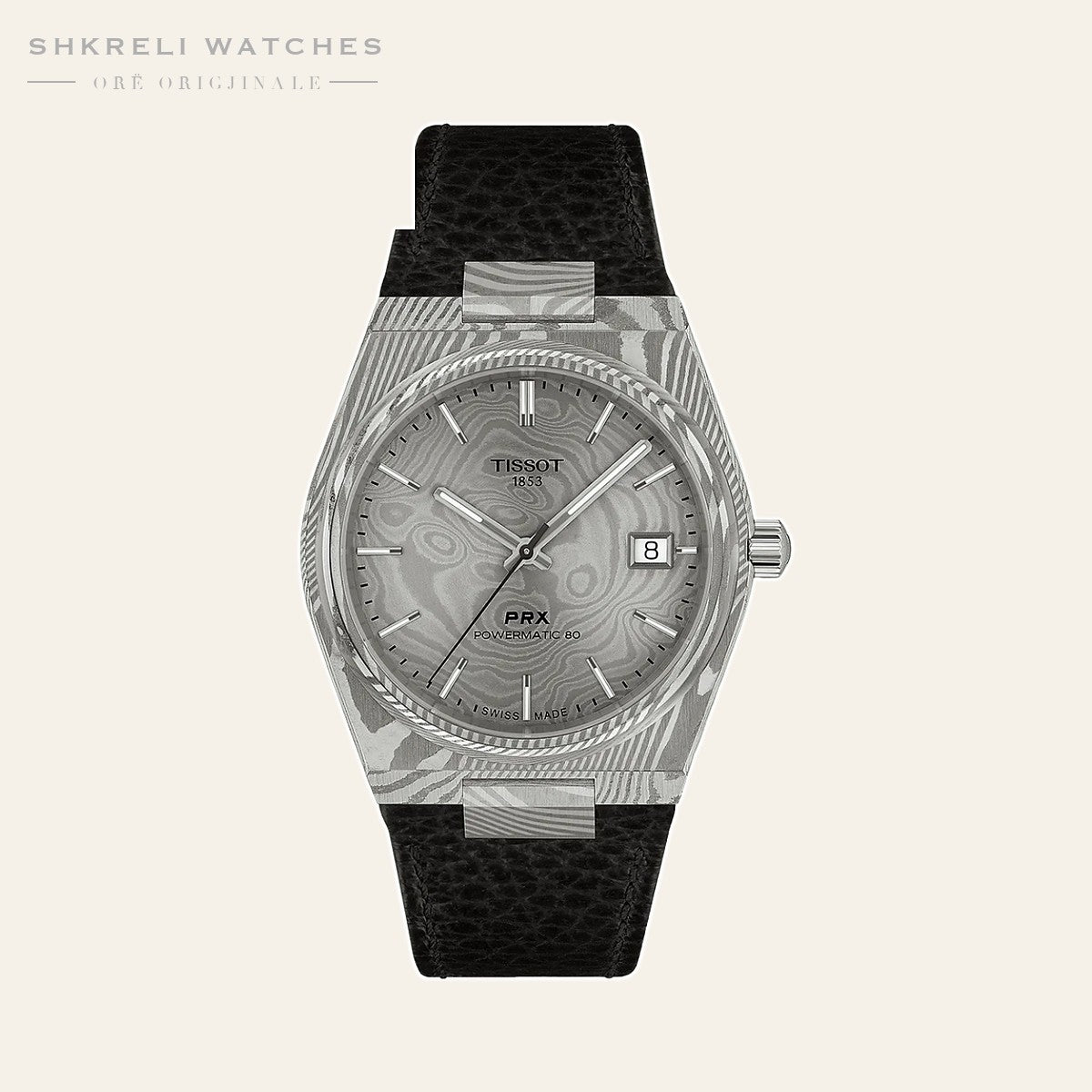 Tissot PRX Damascus Steel — pamja 4 | Shkreli Watches